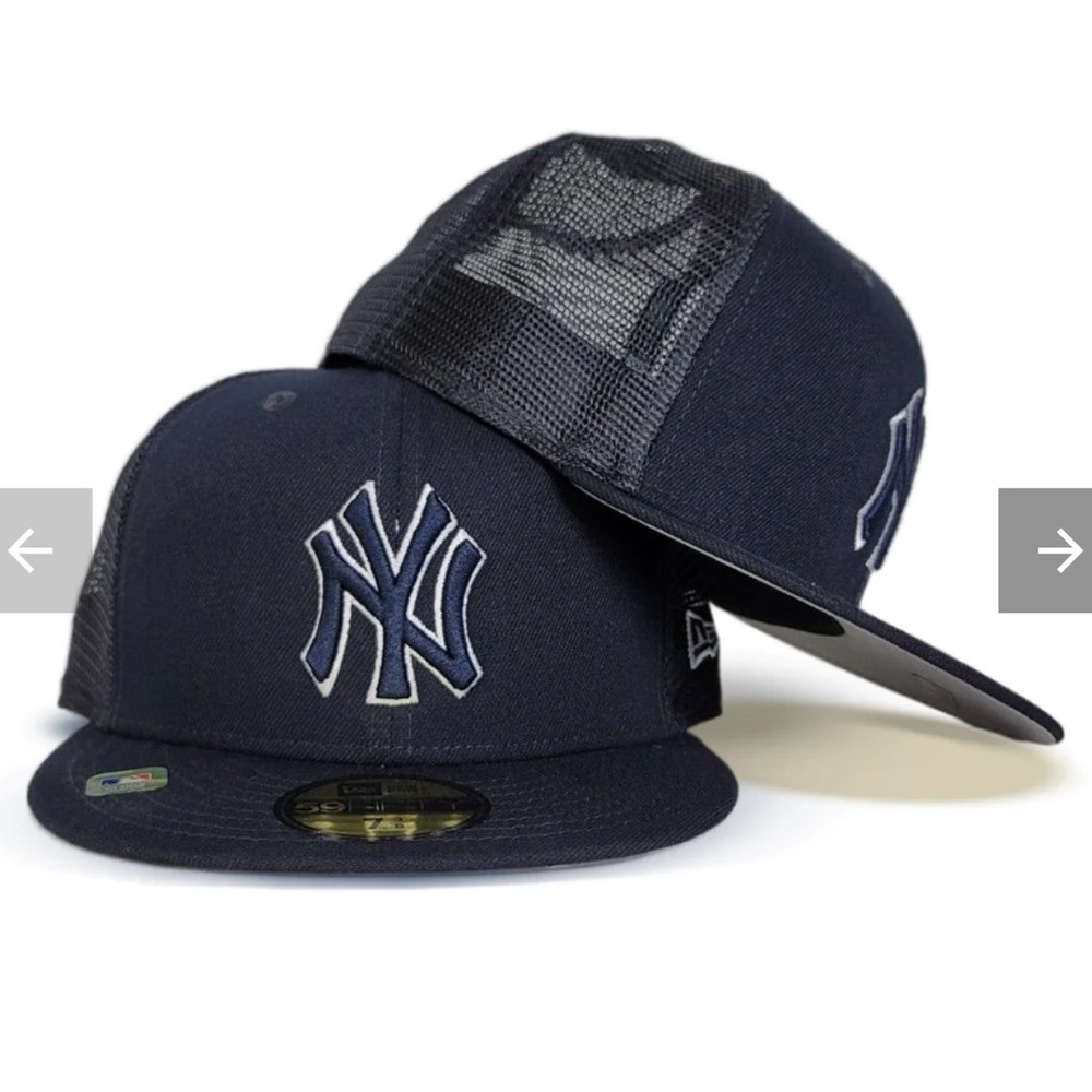 Navy Blue Mesh New York Yankees Gray Bottom New Era 59FIFTY Fitted - Picture 5 of 7
